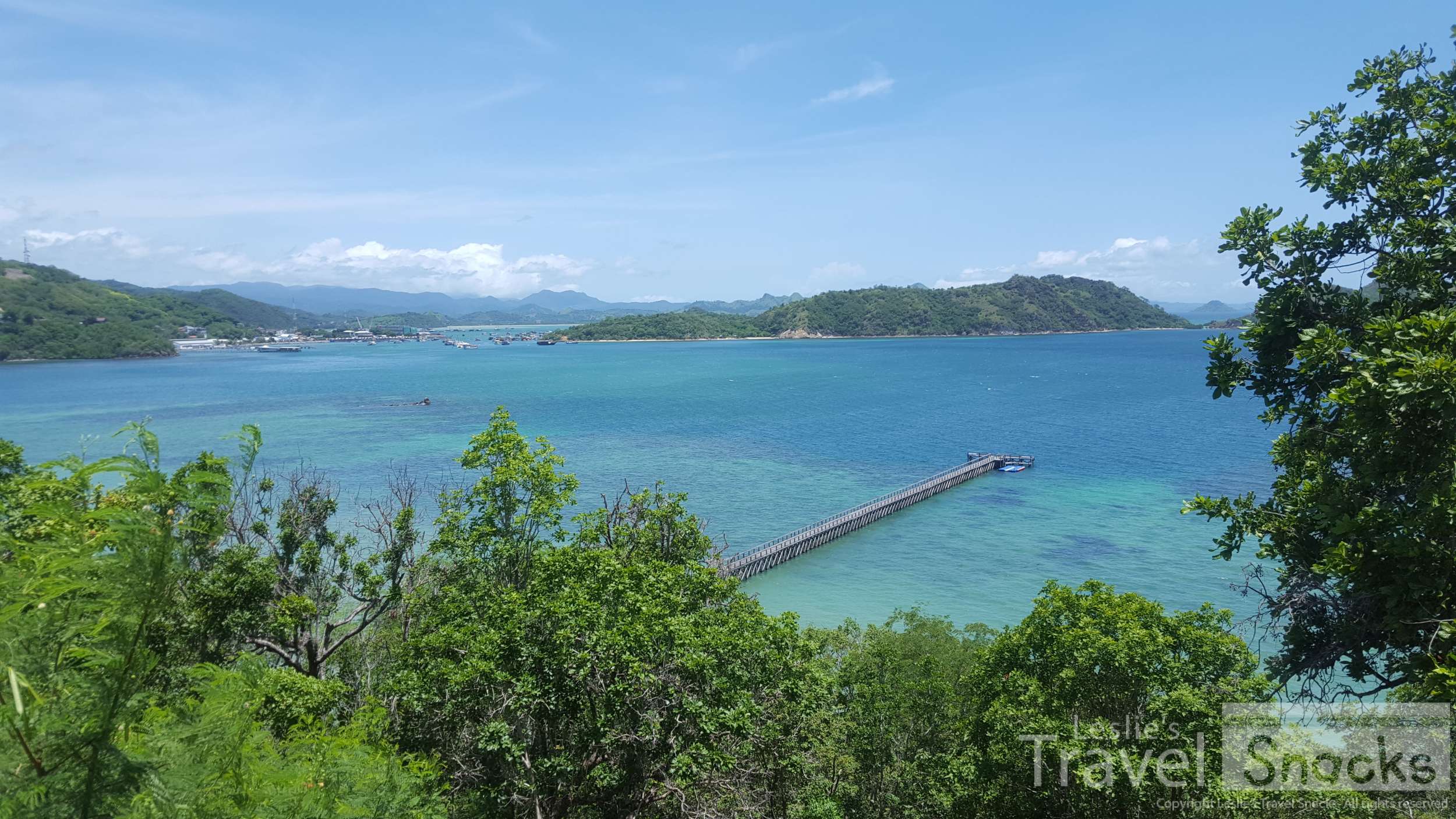 A view from near Wae Cicu beach looking over the turquoise sea at Labuan Bajo.