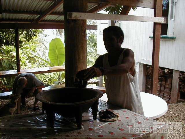 John mixing up the dirty dish water, I mean, Kava