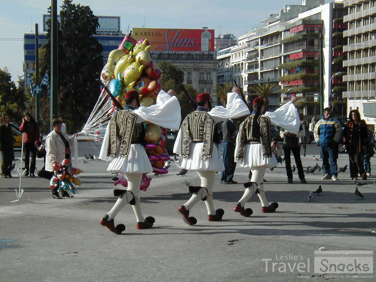 Greek guards marching during shift change.