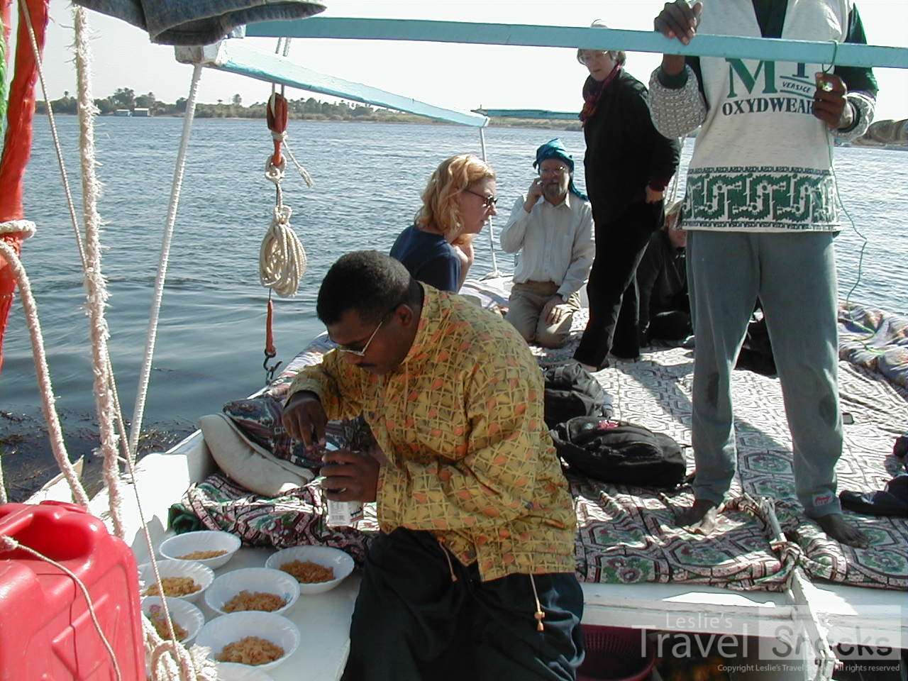 Preparing one of our delish meals on board the boat.