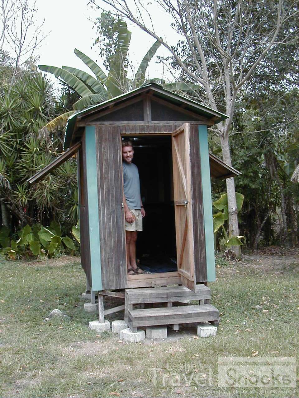 This is by far, the tiniest hotel room EVER. This is not an outhouse, it is the room we paid for at the entrance to Tikal so we could get up early and beat the crowds.