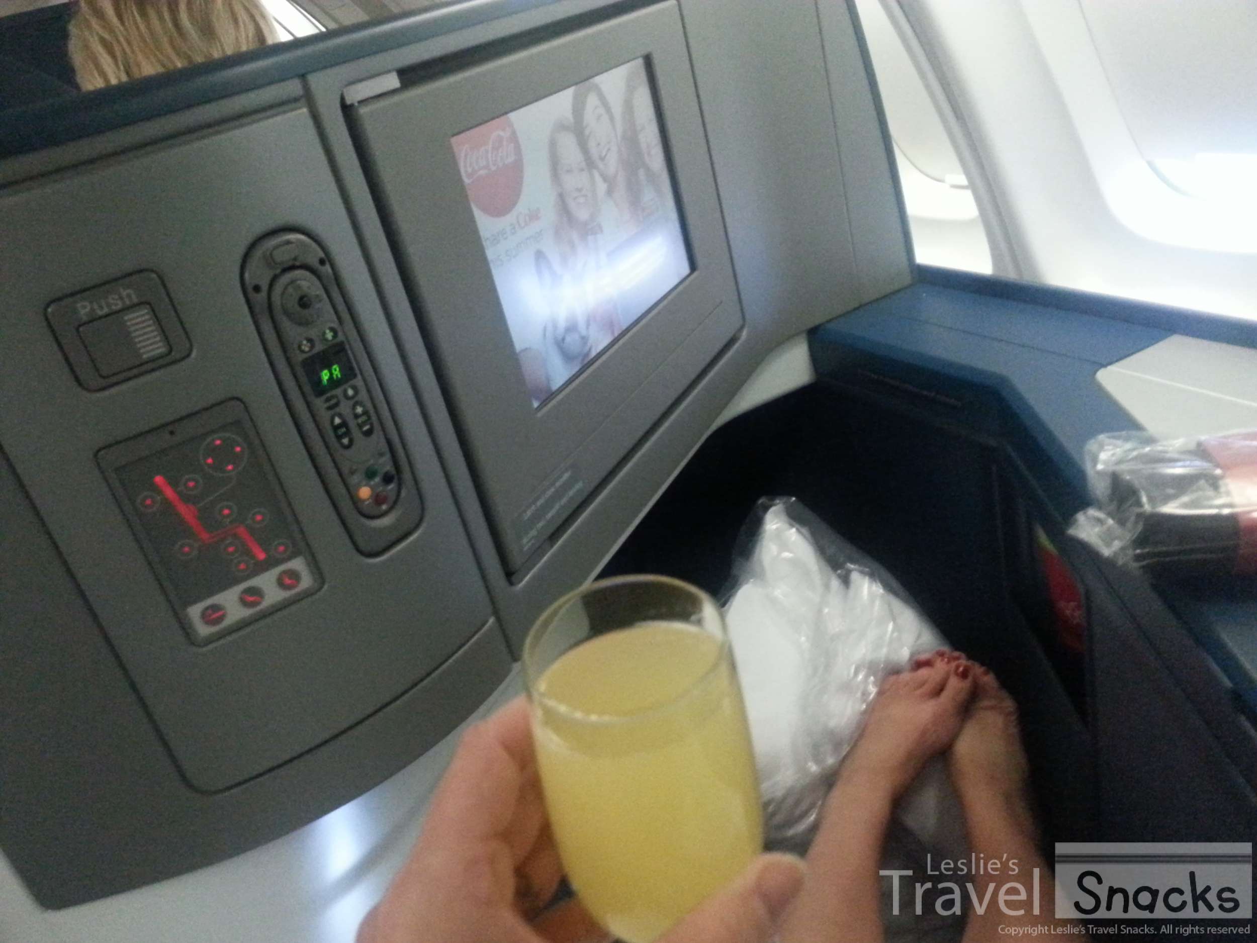 Cheers! Pre-flight mimosa makes all the stress go away.