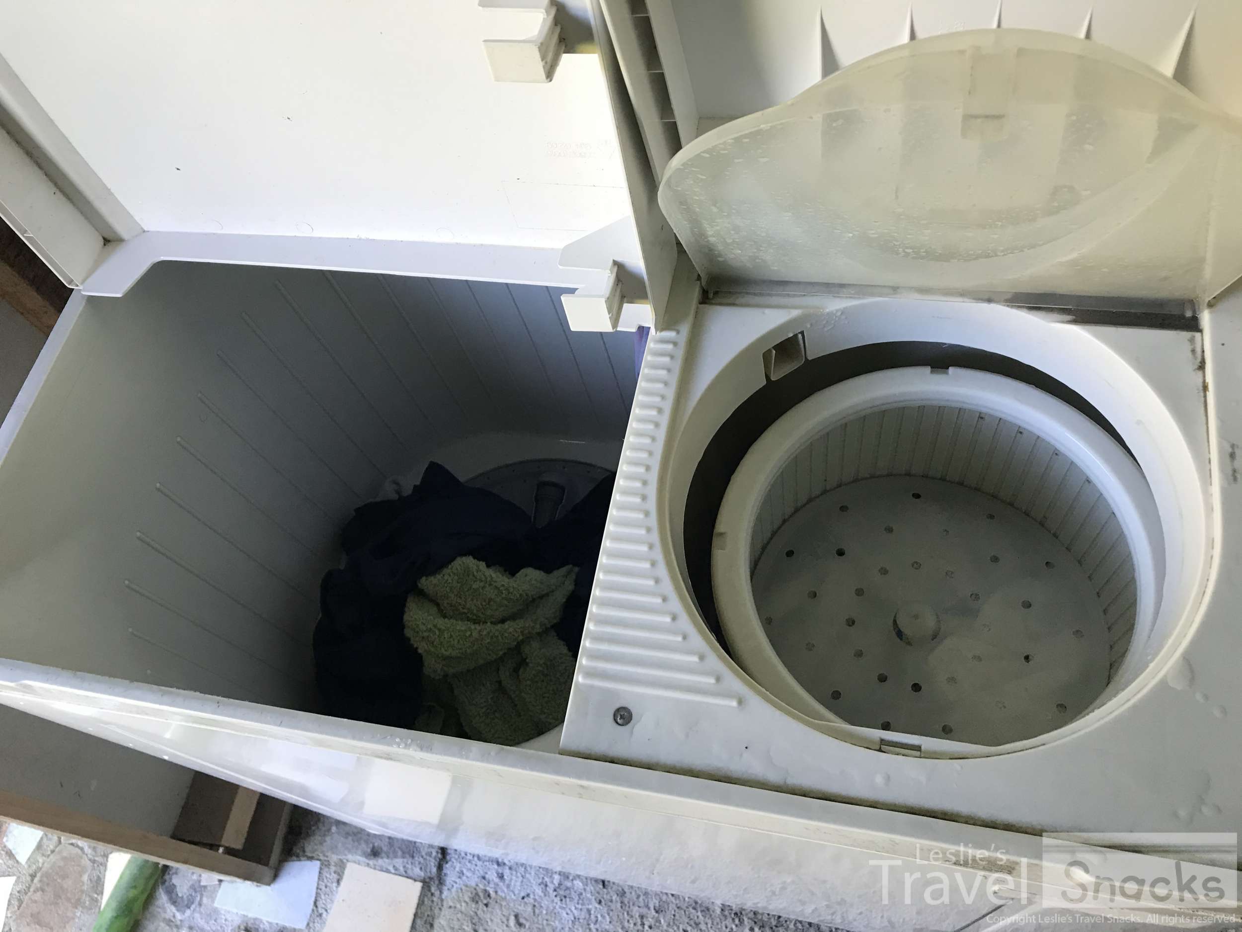You can just leave some of your clothes in the wash side if you need to do more than one rinse / spin cycle.