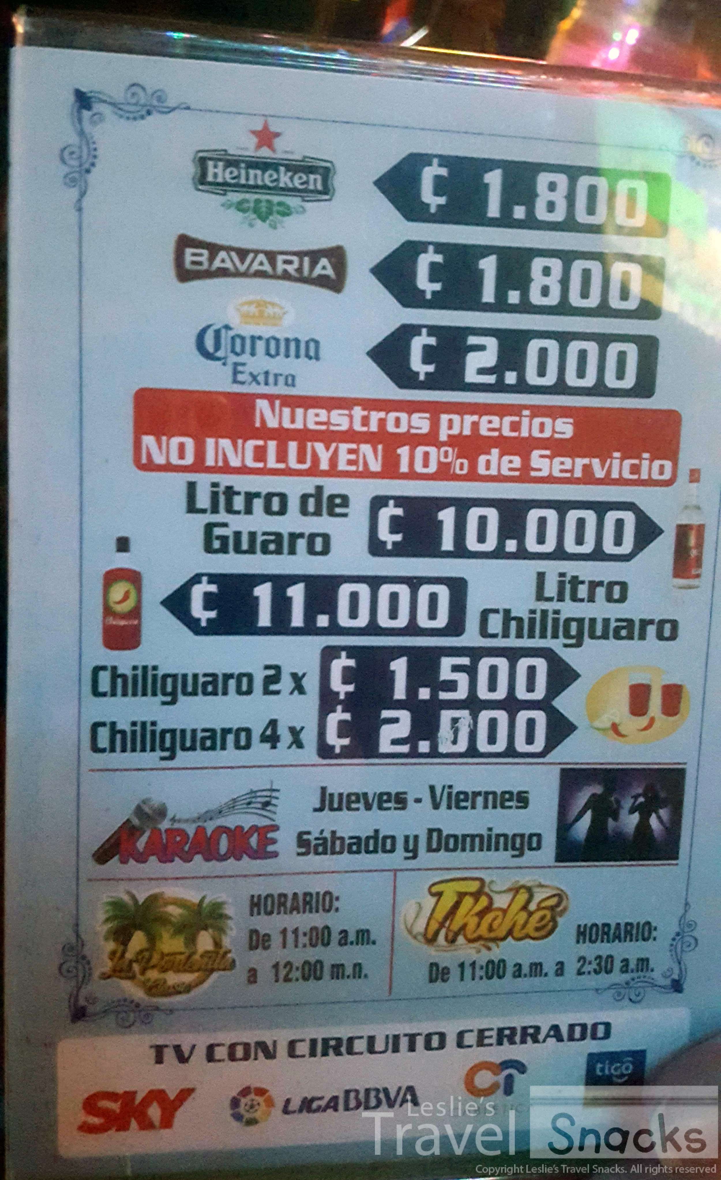 Way better prices here at a tico bar than in the tourist towns.