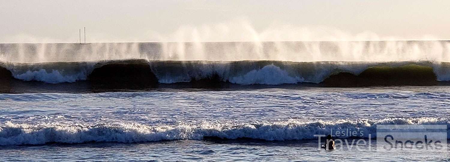 The spray coming off the large surf waves at Witch's Rock is amazing!