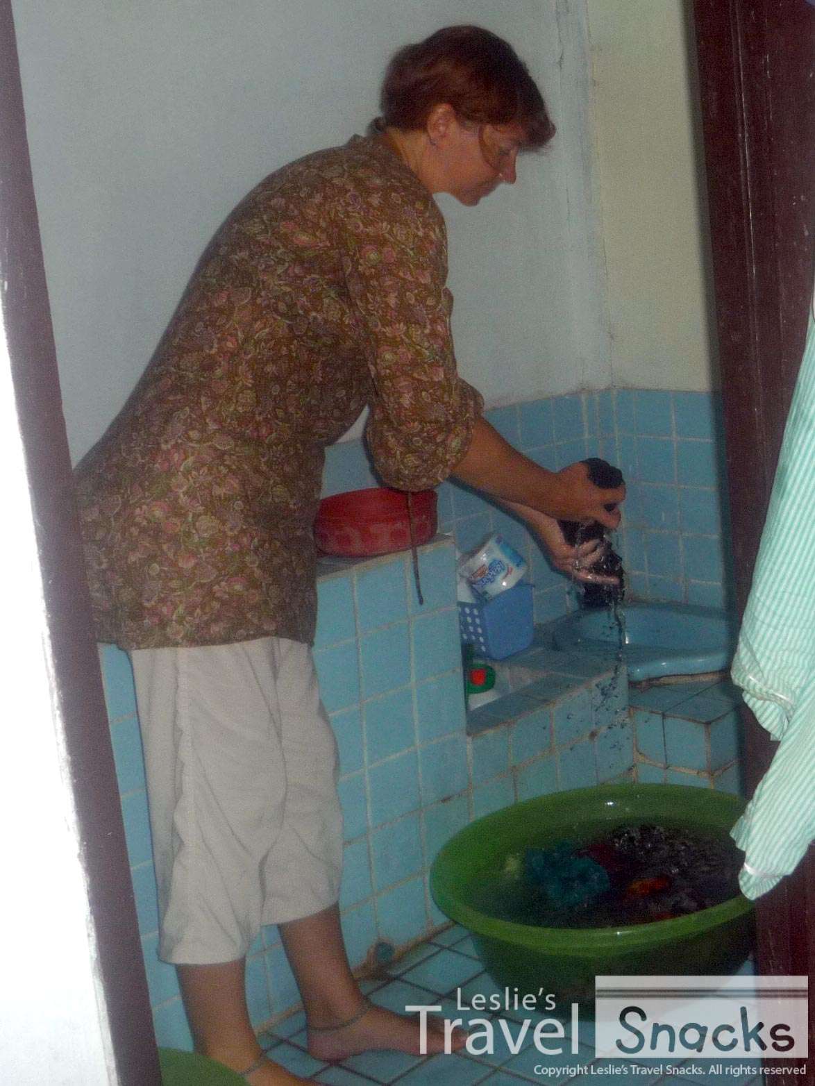 Doing laundry at my friend's house in Thailand.