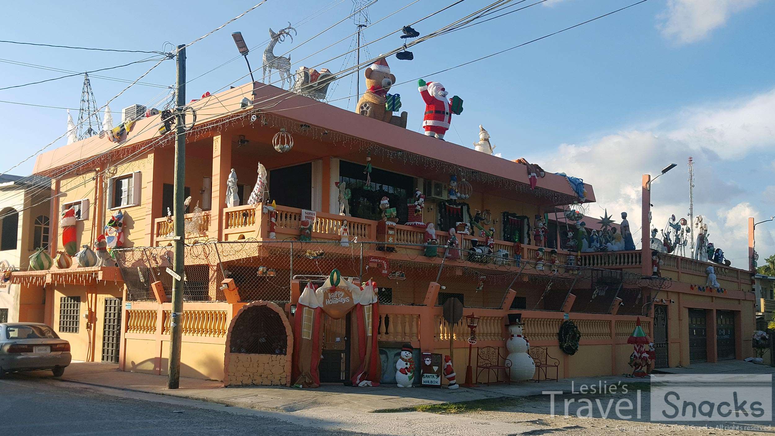 Some of the houses in Belize are over-the-top decorated for the holidays.